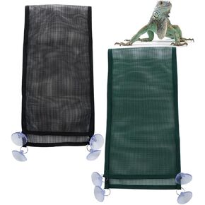 DQITJ 2 Pcs Reptile Hammock Chameleon with Suction Cup Snake Accessories Geckos Swing Climbing Net (Black and Green)