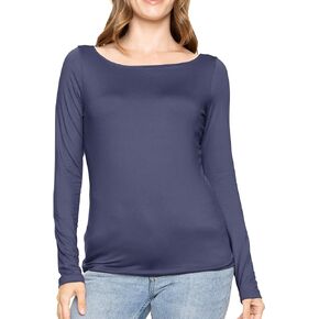 STRETCH IS COMFORT Women's and Plus Oh So Soft ¾ and Long Sleeve Boat Neck Top
