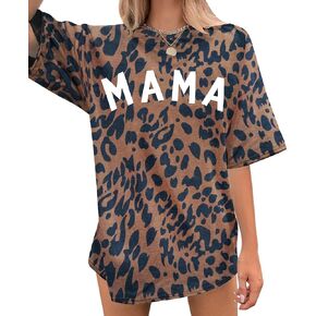 Women's Mama Shirt: Oversized Mama Shirts Trendy Mom T Shirt Loose Casual Summer Shirts Letter Print Short Sleeve Tops