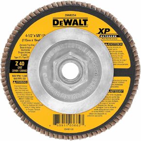 DeWalt DW8254 4-1/2" x 5/8"-11 40-Grit Stainless Steel Zirconia XP Flap Disc