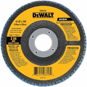 DEWALT DW8350 4-1/2-Inch by 7/8-Inch 24G Type 27 Flap Disc