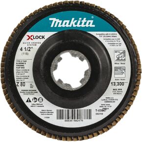 Makita T-03947 X-Lock 4‑1/2" 80 Grit Type 27 Flat Blending and Finishing Flap Disc for X-Lock and All 7/8" Arbor Grinders