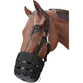 Tough 1 Poly Nylon Grazing Muzzle with Halter, Black