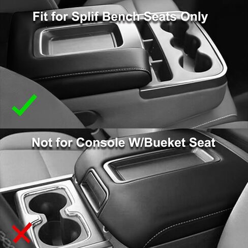 غطاء مسند ذراع من الجلد الأسود لوحدة التحكم المركزية من SecosAutoparts متوافق مع Chevy Silverado GMC Sierra 2014 2015 2016 2017 2018 أسود مصنوع من جلد PVC عالي الجودة للسيارات in Kuwait