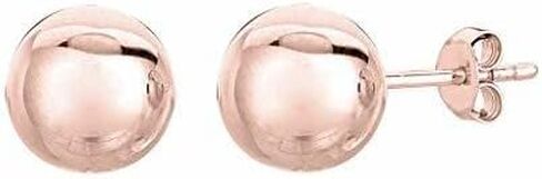 The Diamond Deal أقراط أذن كروية لامعة من الذهب الوردي/الوردي الحقيقي عيار 14 قيراط للنساء بأحجام وأحجام عديدة وبإغلاق خلفي (3 مم، 4 مم، 5 مم، 6 مم، 7 مم، 8 مم أو 10 مم) in Kuwait