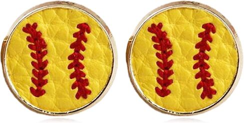 Softball Earrings for Women Leather glass Softball Stud Earring Fashion Ball Earrings for Sport Ball Fans or Player in Saudi Arabia