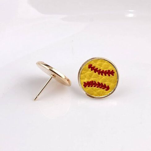 Softball Earrings for Women Leather glass Softball Stud Earring Fashion Ball Earrings for Sport Ball Fans or Player in Saudi Arabia