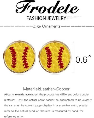 Softball Earrings for Women Leather glass Softball Stud Earring Fashion Ball Earrings for Sport Ball Fans or Player in Saudi Arabia