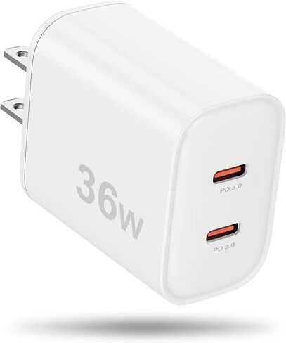 Susnwere GaN USB C Wall Charger Plug,36W Dual Port Type c Fast Charger Block,Super PD 3.0 Power Delivery Adapter for Laptop Computer & Tablets/Phones (iPhone 15/14/13/12/11/X, iPad, Samsung, Google in Kuwait