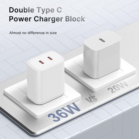 Susnwere GaN USB C Wall Charger Plug,36W Dual Port Type c Fast Charger Block,Super PD 3.0 Power Delivery Adapter for Laptop Computer & Tablets/Phones (iPhone 15/14/13/12/11/X, iPad, Samsung, Google in Kuwait