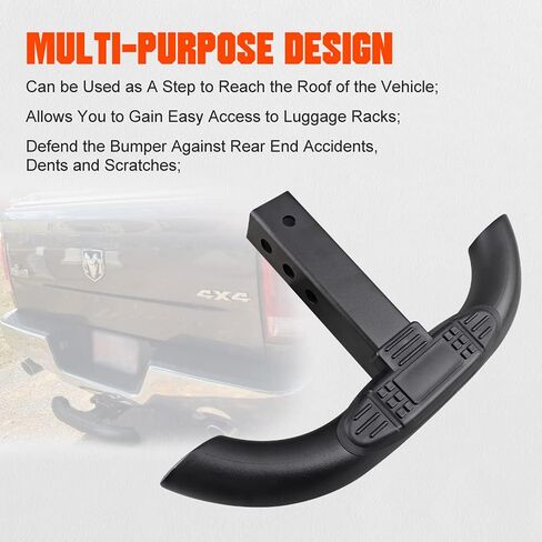 خطوة وصلة لاستقبال 2 بوصة، وصلة ربط شاحنة سحب سوداء، هيكل معدني، وصلة ربط لشاحنة بيك اب SUV، واقي خطوة وصلة متوافق مع شيفروليه، فورد، تويوتا، جي إم سي، دودج رام، جيب in Kuwait