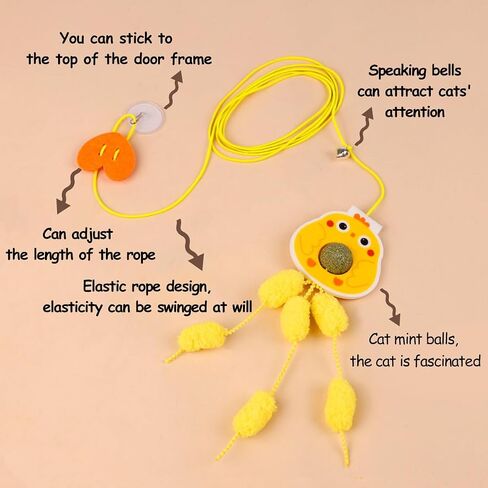 Ewfymy 5 PCS Cat Door Toy, New Interactive Door Hanging cat Toys,Contain Cat Mint Retractable Door Hanging Animal Toys for Cats to Play Hunting Sports Indoors in Saudi Arabia