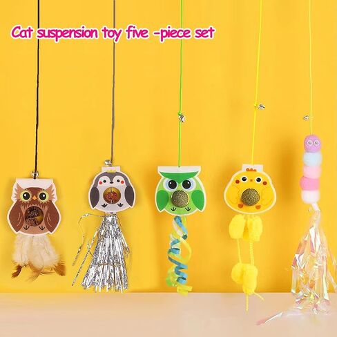 Ewfymy 5 PCS Cat Door Toy, New Interactive Door Hanging cat Toys,Contain Cat Mint Retractable Door Hanging Animal Toys for Cats to Play Hunting Sports Indoors in Saudi Arabia