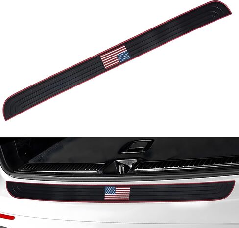 1 PC American Flag Car Rear Bumper Protector Guard, 35.4In x 2.7In PVC Anti-Slip Vehicle Trunk Door Trim Strip, Universal Waterproof DIY Accessories for Car Truck SUV RV Van (Red & Black #01) in Saudi Arabia