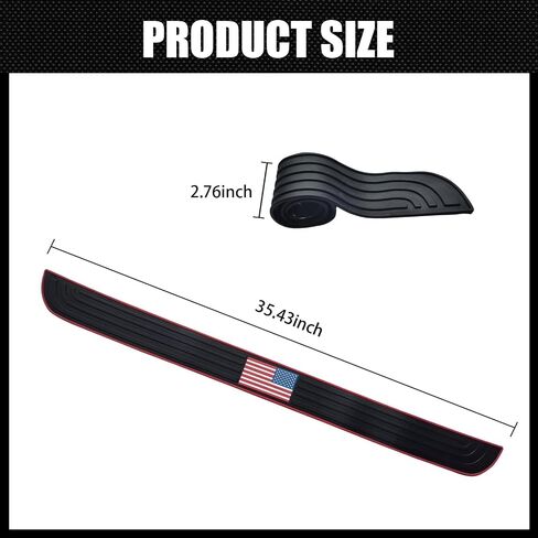 1 PC American Flag Car Rear Bumper Protector Guard, 35.4In x 2.7In PVC Anti-Slip Vehicle Trunk Door Trim Strip, Universal Waterproof DIY Accessories for Car Truck SUV RV Van (Red & Black #01) in Saudi Arabia