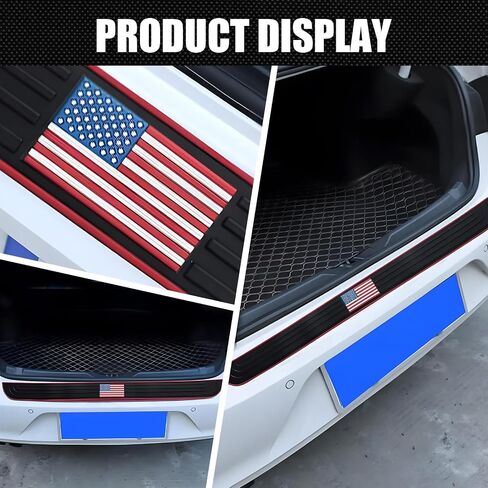 1 PC American Flag Car Rear Bumper Protector Guard, 35.4In x 2.7In PVC Anti-Slip Vehicle Trunk Door Trim Strip, Universal Waterproof DIY Accessories for Car Truck SUV RV Van (Red & Black #01) in Saudi Arabia