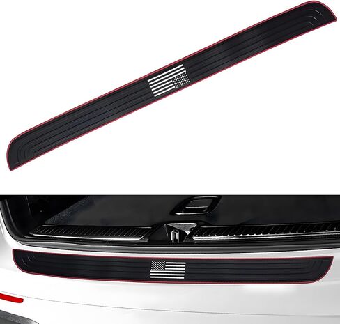 1 PC American Flag Car Rear Bumper Protector Guard, 35.4In x 2.7In PVC Anti-Slip Vehicle Trunk Door Trim Strip, Universal Waterproof DIY Accessories for Car Truck SUV RV Van (Red & Black #01) in Saudi Arabia