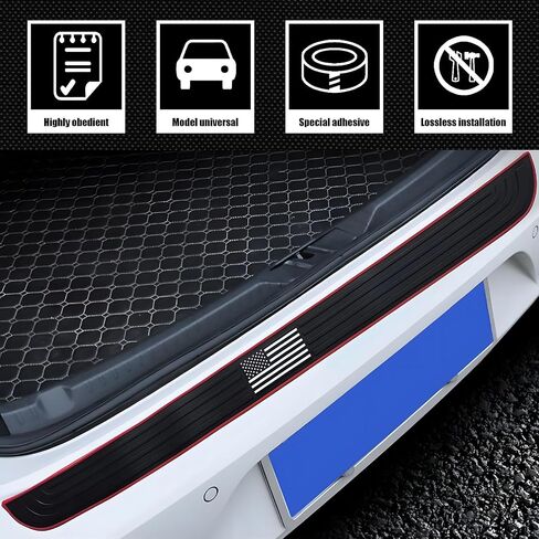 1 PC American Flag Car Rear Bumper Protector Guard, 35.4In x 2.7In PVC Anti-Slip Vehicle Trunk Door Trim Strip, Universal Waterproof DIY Accessories for Car Truck SUV RV Van (Red & Black #01) in Saudi Arabia
