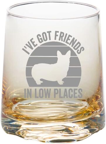 Mothers Gifts for Corgi Dog Mom, Corgi Whiskey Water Drinking Glass Tumbler, I've Got Friends in Low Places in Kuwait