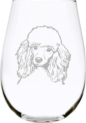 Poodle (P3) themed, dog stemless wine glass, 17 oz. in Saudi Arabia