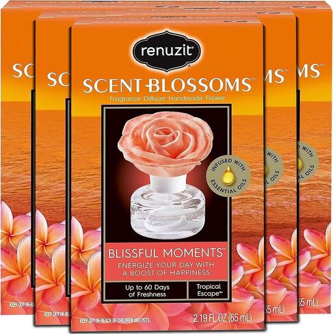 رينوزيت رائحة الزهور الناشر هدية زهرة يدوية الصنع، مملوءة بالزيوت العطرية، ناشر صغير مزخرف، 2.19 أونصة (عبوة من 5) (لحظات سعيدة) in Kuwait