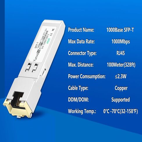 YunvoFib 1000BASE-T Copper 100m SFP to RJ-45 Transceiver Module in Saudi Arabia