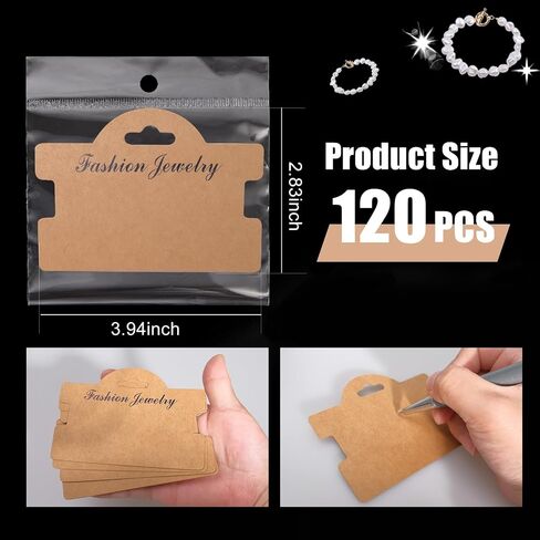 120 Pcs Bracelet Display Cards 3.94 x 2.83 Inch Multipurpose Jewelry Display Cards Necklace Hanging Cards Bracelet Packaging Jewelry Display Cards for Bracelet Necklace Hair Scrunchies(Cowhide Color) in Saudi Arabia