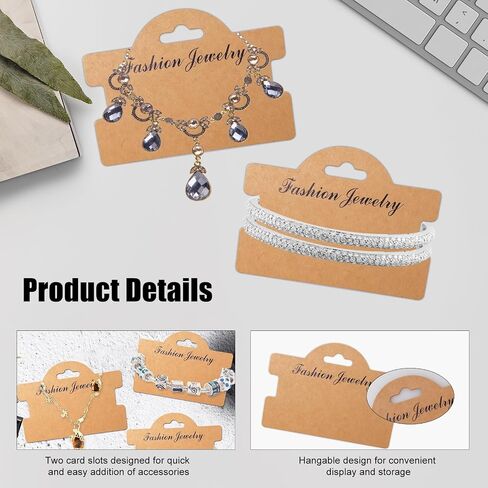 120 Pcs Bracelet Display Cards 3.94 x 2.83 Inch Multipurpose Jewelry Display Cards Necklace Hanging Cards Bracelet Packaging Jewelry Display Cards for Bracelet Necklace Hair Scrunchies(Cowhide Color) in Saudi Arabia