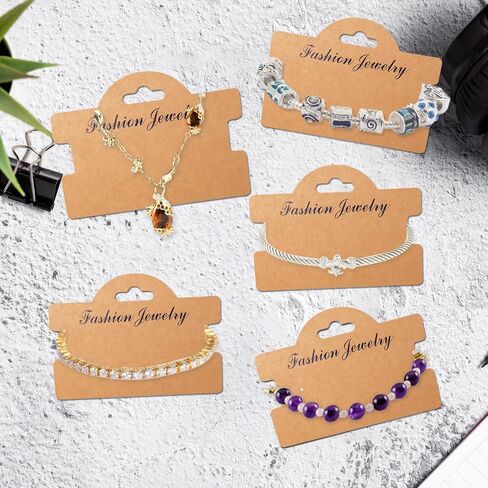 120 Pcs Bracelet Display Cards 3.94 x 2.83 Inch Multipurpose Jewelry Display Cards Necklace Hanging Cards Bracelet Packaging Jewelry Display Cards for Bracelet Necklace Hair Scrunchies(Cowhide Color) in Saudi Arabia