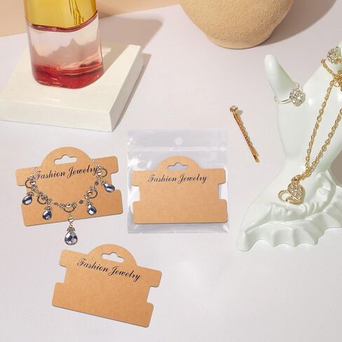 120 Pcs Bracelet Display Cards 3.94 x 2.83 Inch Multipurpose Jewelry Display Cards Necklace Hanging Cards Bracelet Packaging Jewelry Display Cards for Bracelet Necklace Hair Scrunchies(Cowhide Color) in Saudi Arabia