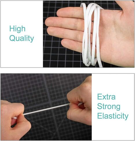 White Soft Flat Elastic Band 3/16 Inch - Heavy Stretch Knit Cord - Homemade DIY Sewing Crafts - 10 Feet in Saudi Arabia