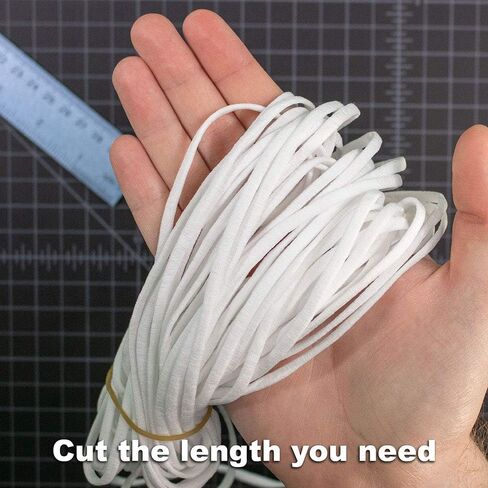 White Soft Flat Elastic Band 3/16 Inch - Heavy Stretch Knit Cord - Homemade DIY Sewing Crafts - 10 Feet in Saudi Arabia