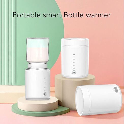 Baby Bottle Warmer, Baby Bottle Heater with 2 Adapters Defrosting Rechargeable Feeding Bottle Warmer with 4 Temperature Selection for Evenly Warm Breast Milk or Formula in Saudi Arabia