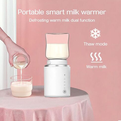 Baby Bottle Warmer, Baby Bottle Heater with 2 Adapters Defrosting Rechargeable Feeding Bottle Warmer with 4 Temperature Selection for Evenly Warm Breast Milk or Formula in Saudi Arabia