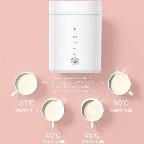 Baby Bottle Warmer, Baby Bottle Heater with 2 Adapters Defrosting Rechargeable Feeding Bottle Warmer with 4 Temperature Selection for Evenly Warm Breast Milk or Formula in Saudi Arabia
