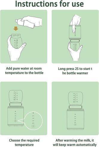 Baby Bottle Warmer, Baby Bottle Heater with 2 Adapters Defrosting Rechargeable Feeding Bottle Warmer with 4 Temperature Selection for Evenly Warm Breast Milk or Formula in Saudi Arabia
