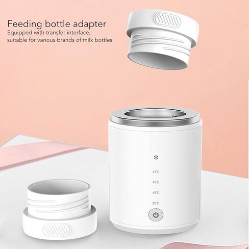 Baby Bottle Warmer, Baby Bottle Heater with 2 Adapters Defrosting Rechargeable Feeding Bottle Warmer with 4 Temperature Selection for Evenly Warm Breast Milk or Formula in Saudi Arabia