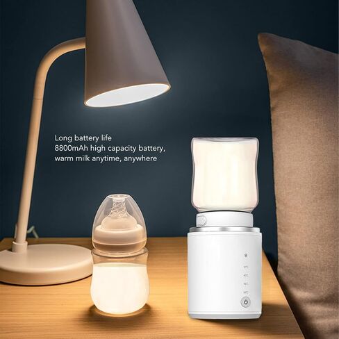 Baby Bottle Warmer, Baby Bottle Heater with 2 Adapters Defrosting Rechargeable Feeding Bottle Warmer with 4 Temperature Selection for Evenly Warm Breast Milk or Formula in Saudi Arabia