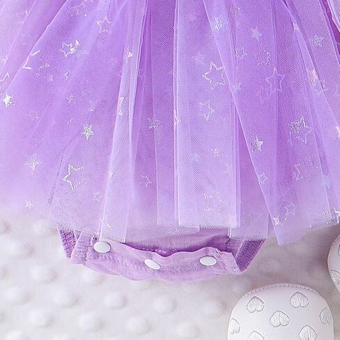 Eaerobc Infant Baby Girl Romper Dress Shiny Stars Mesh Short Puff Sleeve Jumpsuits Princess Outfits in Saudi Arabia
