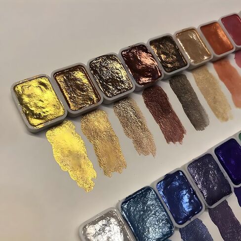 20 Colors Glitter Watercolor Paint Metallic Watercolor Paints Set, Model Metallic Pearlescent Solid Watercolor Painting Set, Travel Art Kit for Painting on The Go (A, 1ml) in Saudi Arabia