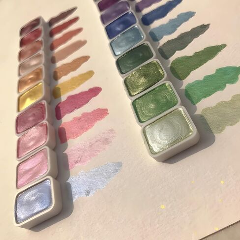 20 Colors Glitter Watercolor Paint Metallic Watercolor Paints Set, Model Metallic Pearlescent Solid Watercolor Painting Set, Travel Art Kit for Painting on The Go (A, 1ml) in Saudi Arabia