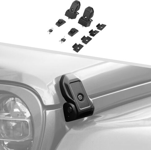 Metal Hood Latches with Keys Compatible with Jeep Wrangler JK JKU JL JLU Gladiator JT 2007-2024, 1 Pair Locking Hood Latch Lock Hood Pin Kit (OEM & Locking) in Saudi Arabia