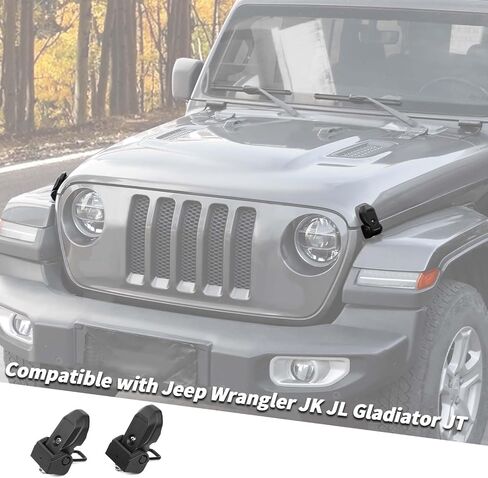 Metal Hood Latches with Keys Compatible with Jeep Wrangler JK JKU JL JLU Gladiator JT 2007-2024, 1 Pair Locking Hood Latch Lock Hood Pin Kit (OEM & Locking) in Saudi Arabia