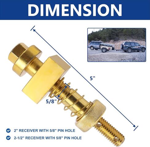 METOWARE Trailer Hitch Pin, 5/8" Dia Anti Rattle Hitch Pin Fits 2" and 2-1/2" Receiver Tubes, Hitch Pin with Extra Safety Clip for Any Hollow Shank Cargo Carrier, Bike Rack, Hitch Step (1 Pack) in Saudi Arabia