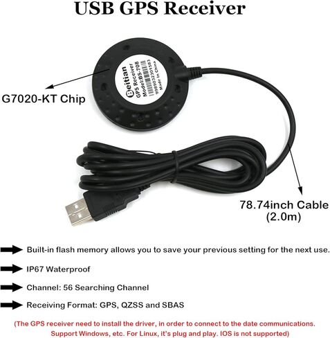 Geekstory BS-708 G-Mouse USB GPS Dongle Navigation Module G7020-KT Chip External GPS Antenna with 4M Flash USB GPS Receiver for Raspberry Pi Linux Windows 7 8 10 in Saudi Arabia