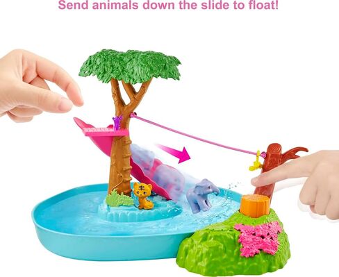 Barbie and Chelsea The Lost Birthday Splashtastic Pool Surprise Playset with Chelsea Doll (6-in), 3 Baby Animals, Slide, Zipline & Accessories, Gift for 3 to 7 Year Olds in Kuwait