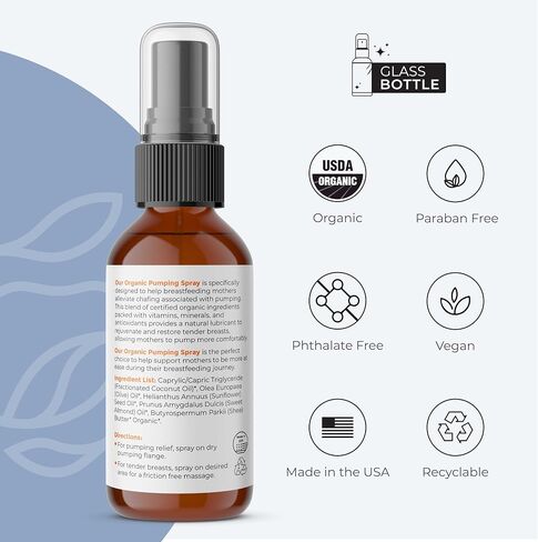 Motherkind Pumping Spray, Helps Chafing, Clogged Duct Relief, Lanolin-free Pump Spray Safe for Baby and Mama, USDA Certified Organic Breast Pump Spray, Soothing and Nourishing for Pumping Moms (2 oz) in Saudi Arabia