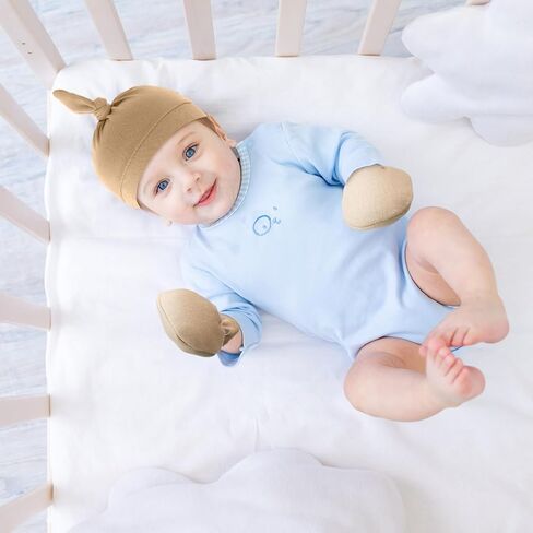 Cuffbow 10 Pcs Unisex Newborn Baby Hat and Mittens Set 5 Pcs Newborn Baby Hats 5 Pairs Newborn Mittens for Baby Boys Girls 0-6 Months in Kuwait
