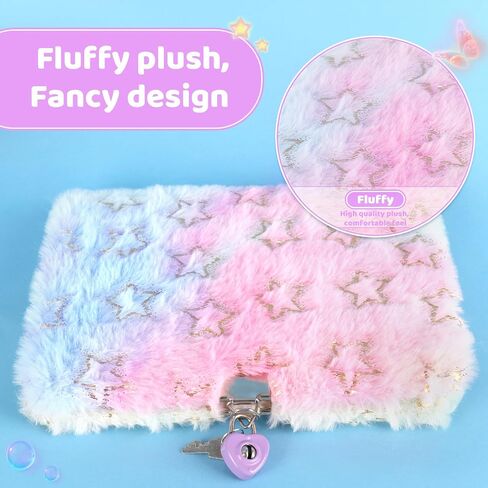 Girls Diary with Lock, Plush Journal with Lock and Key for Kids Girl, Fuzzy Notebook with Lock (Pink Sequin) in Saudi Arabia