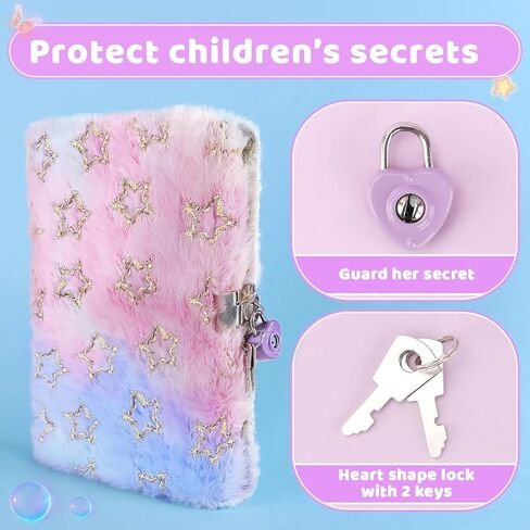 Girls Diary with Lock, Plush Journal with Lock and Key for Kids Girl, Fuzzy Notebook with Lock (Pink Sequin) in Saudi Arabia